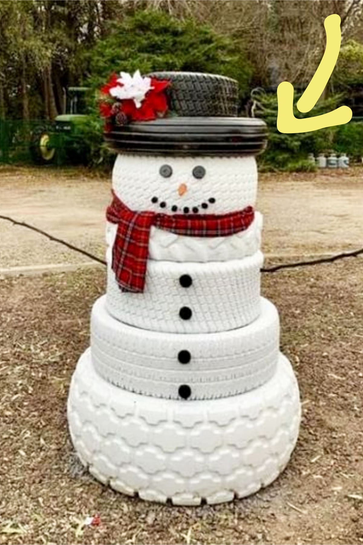 snowman made from tires