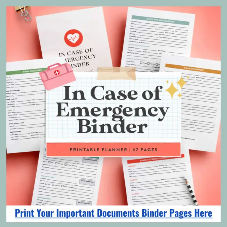 Important Documents Life Binder Checklists & PDF Printables