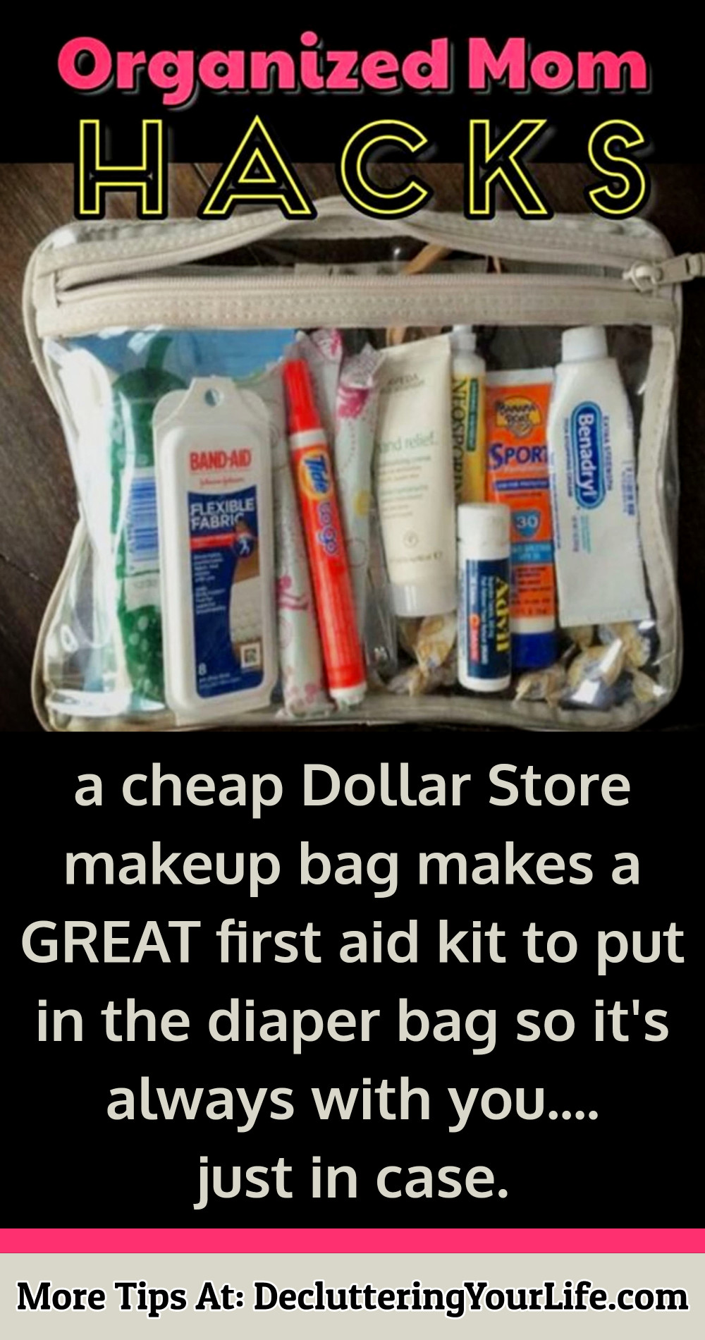 dollar store makeup bag first aid kit