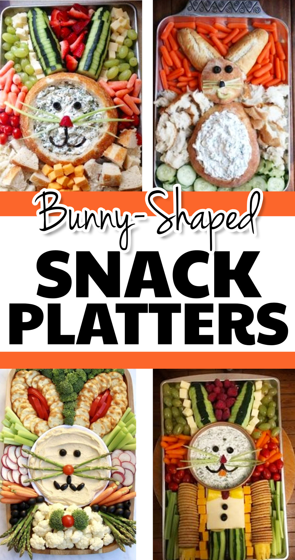 4 bunny shaped snack platters