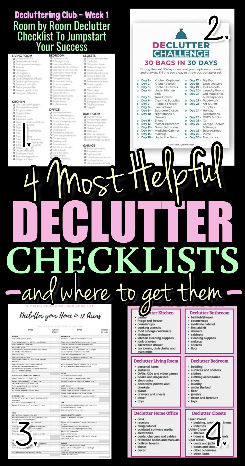 4 helpful declutter checklists