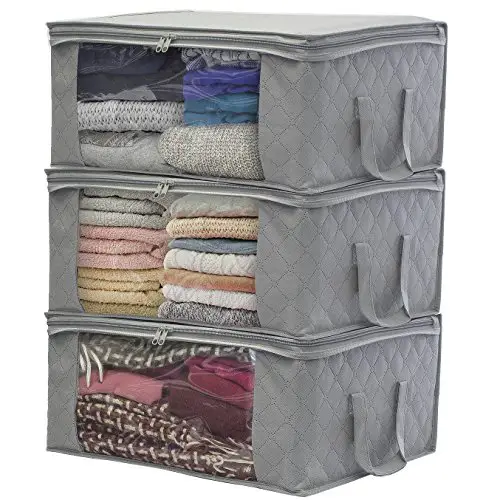 Sorbus Foldable Storage Bag Organizers, Large Clear Window & Carry Handles, Great for Clothes, Blankets, Closets, Bedrooms, and more