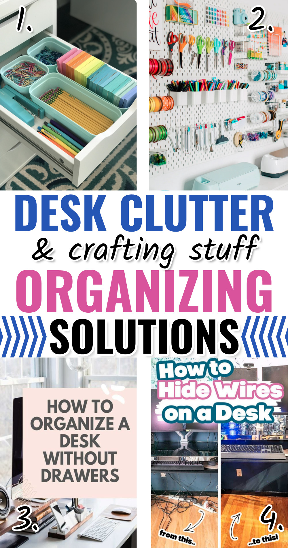Small office organization ideas for computer desk clutter, teacher desks and craft room supplies