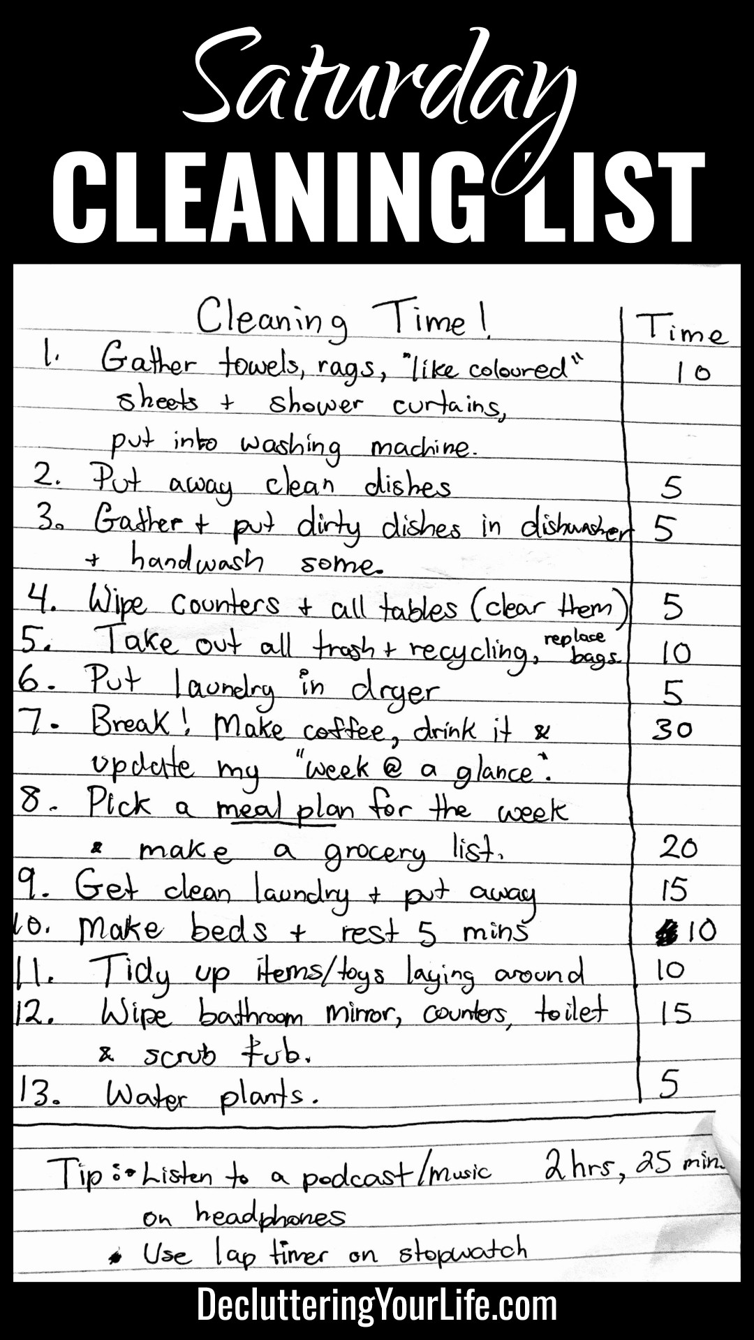 Saturday House Cleaning List