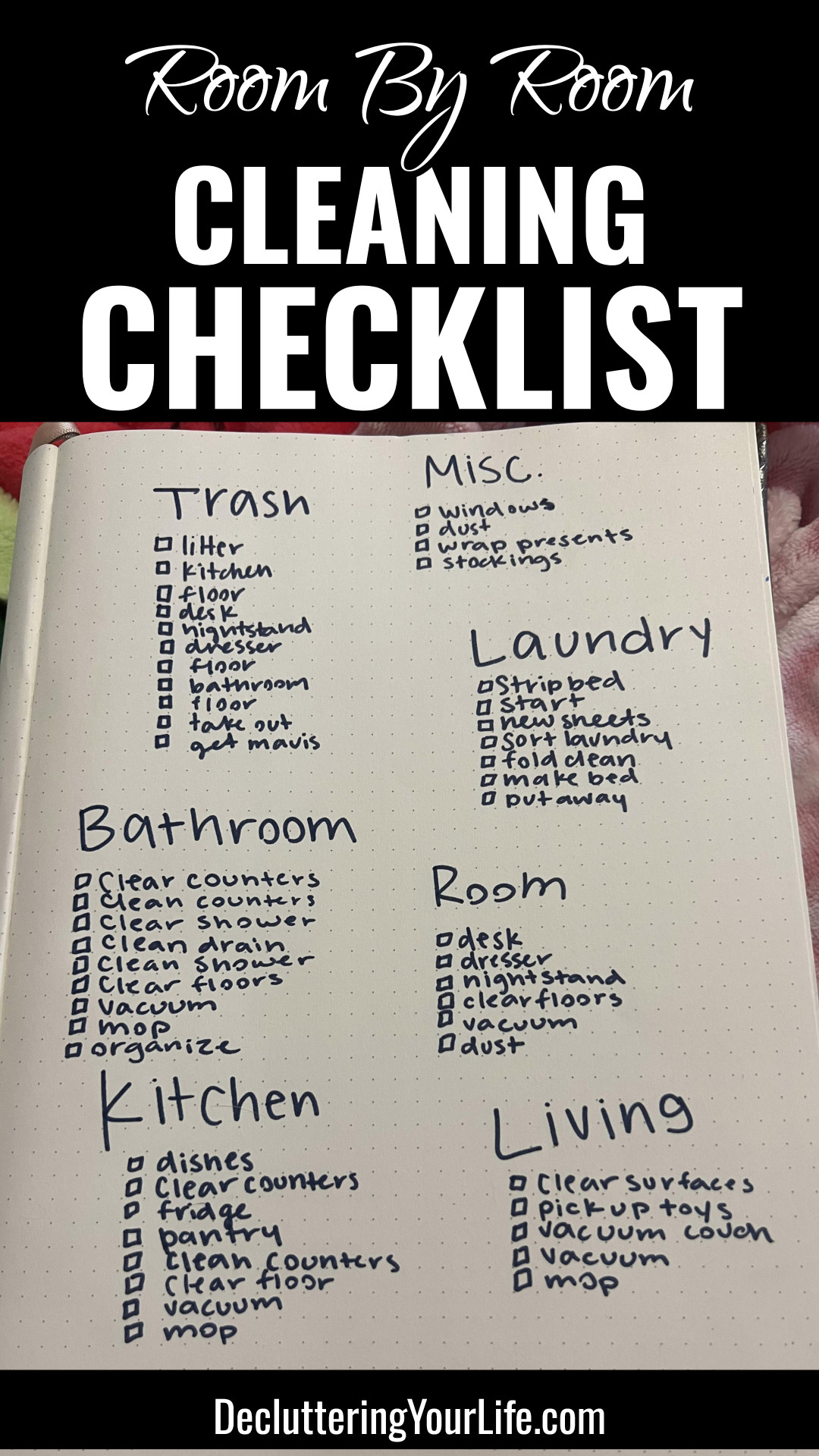Room by room cleaning checklist