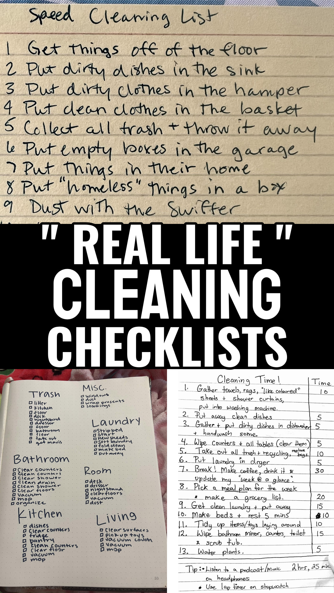 Real Life Cleaning Checklists
