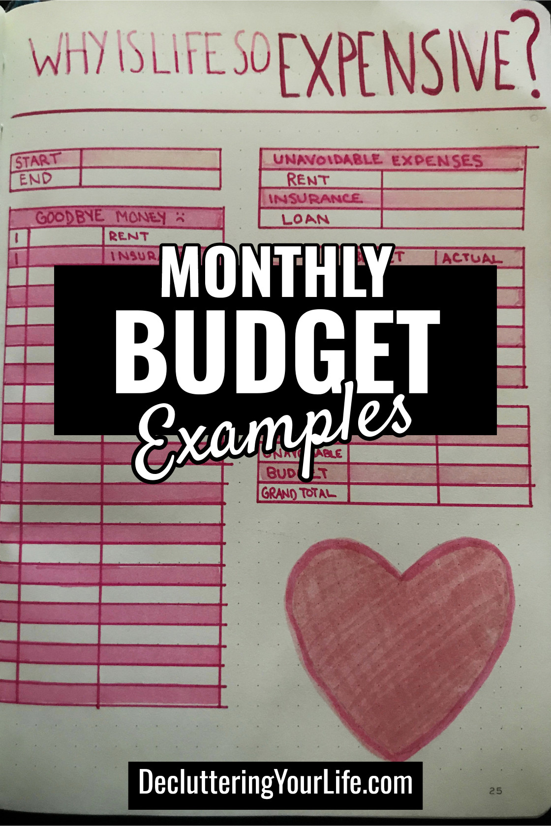 monthly budget examples