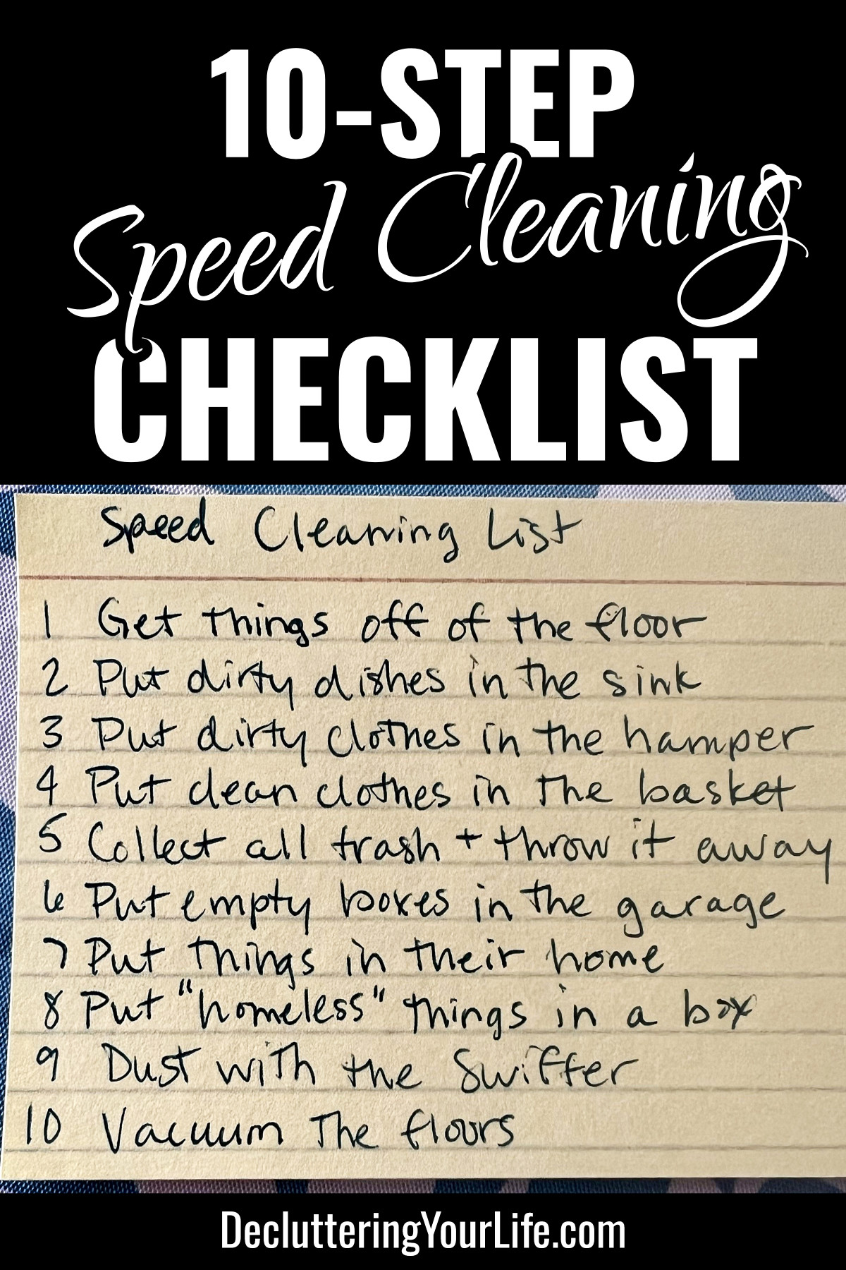 speed cleaning checklist
