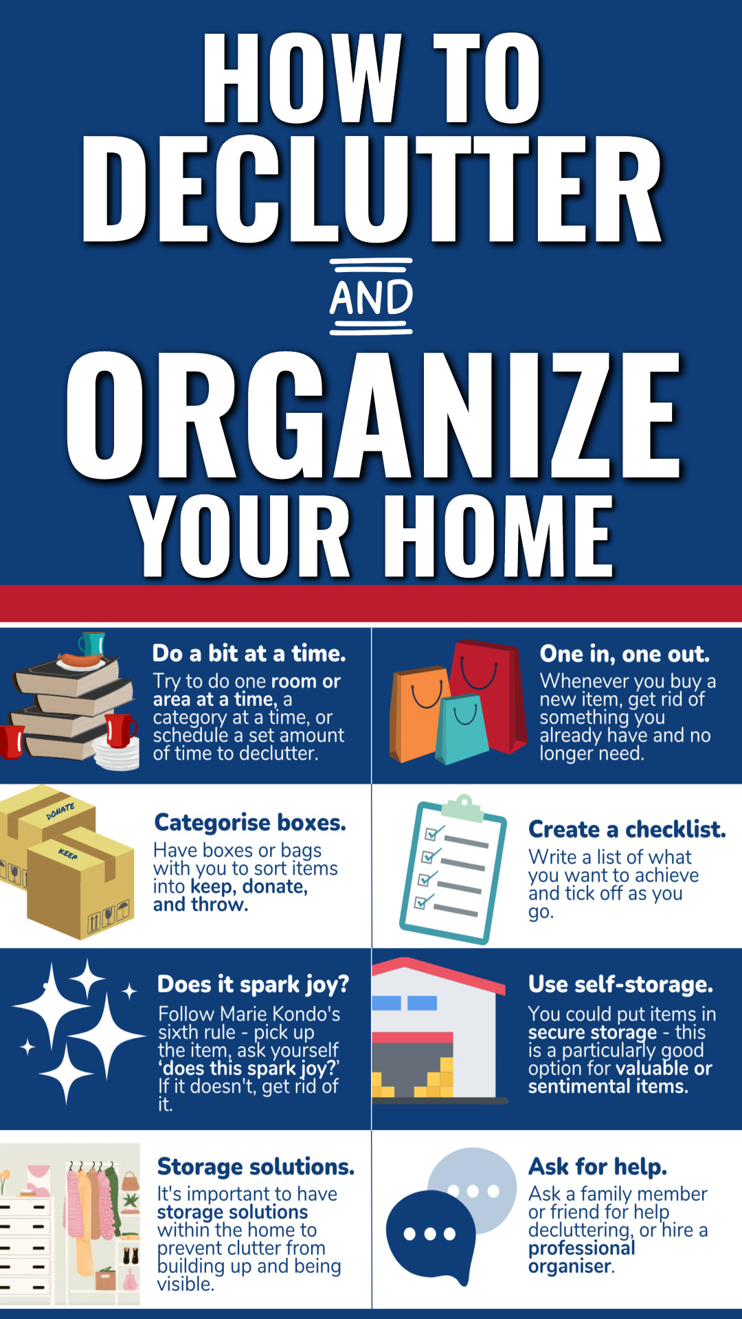 How To Declutter and Organize Your Home Checklist and Decluttering Tips