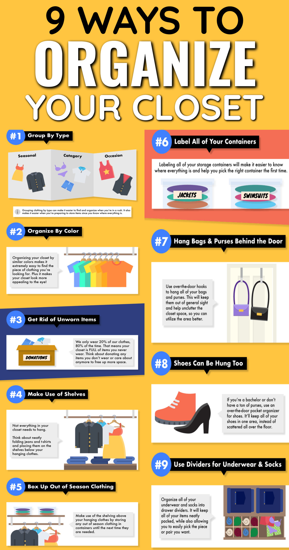 9 ways to organize your closet
