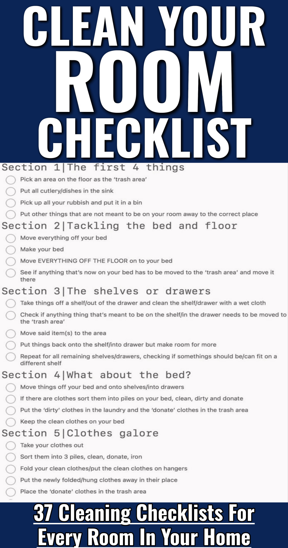 Clean your room checklist