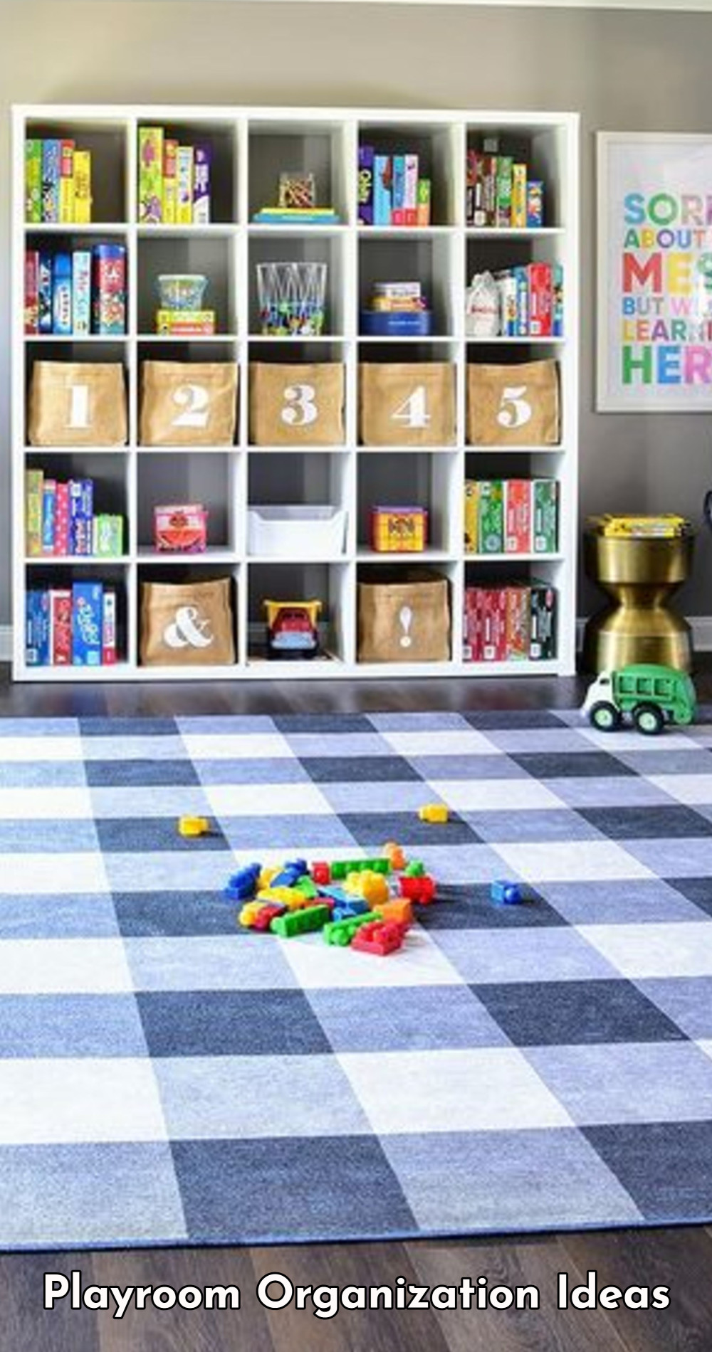 organized toys in playroom - fun room decor shelves cubbies baskets for toys and books