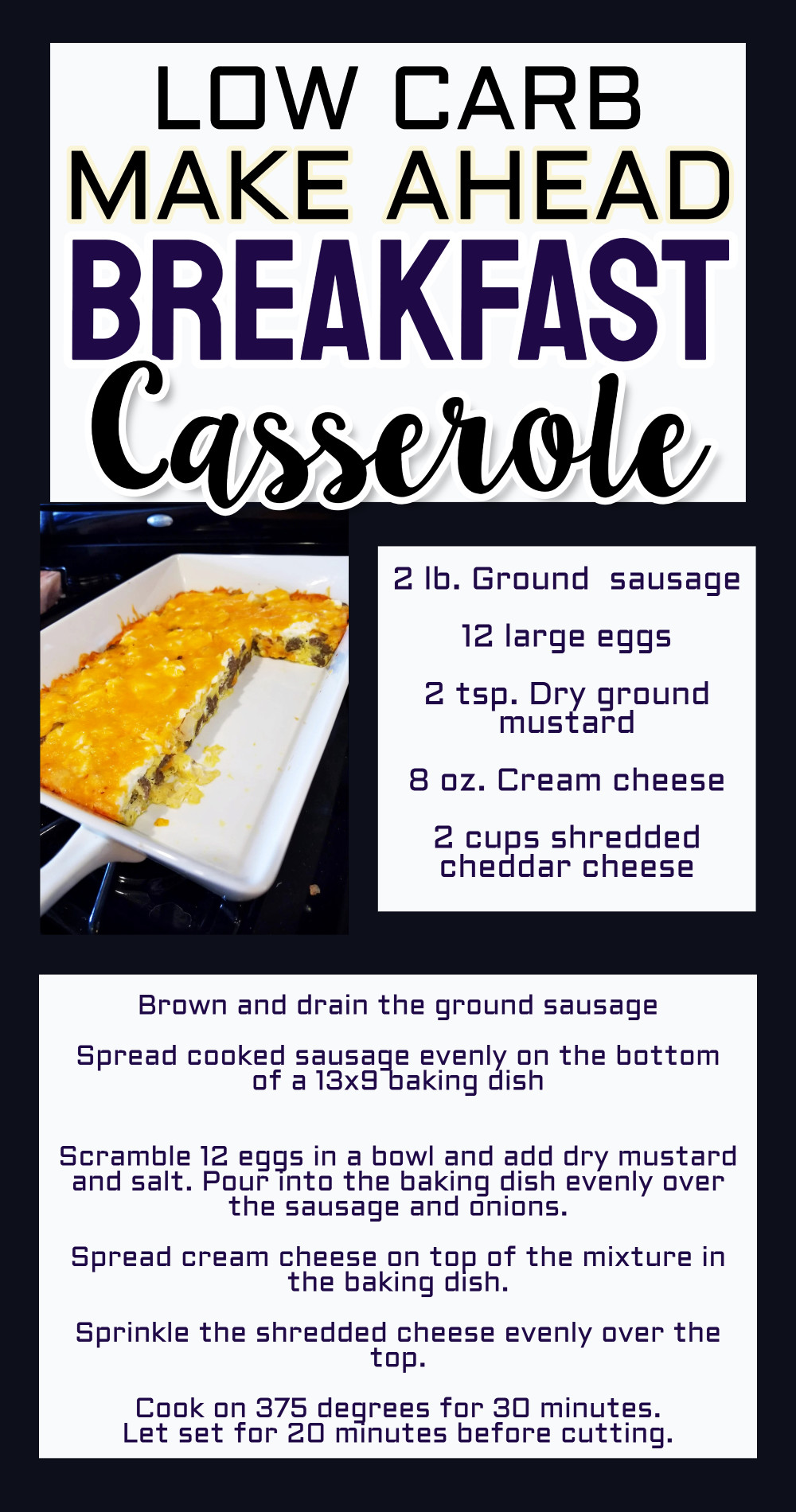 Low carb make ahead breakfast casserole recipe