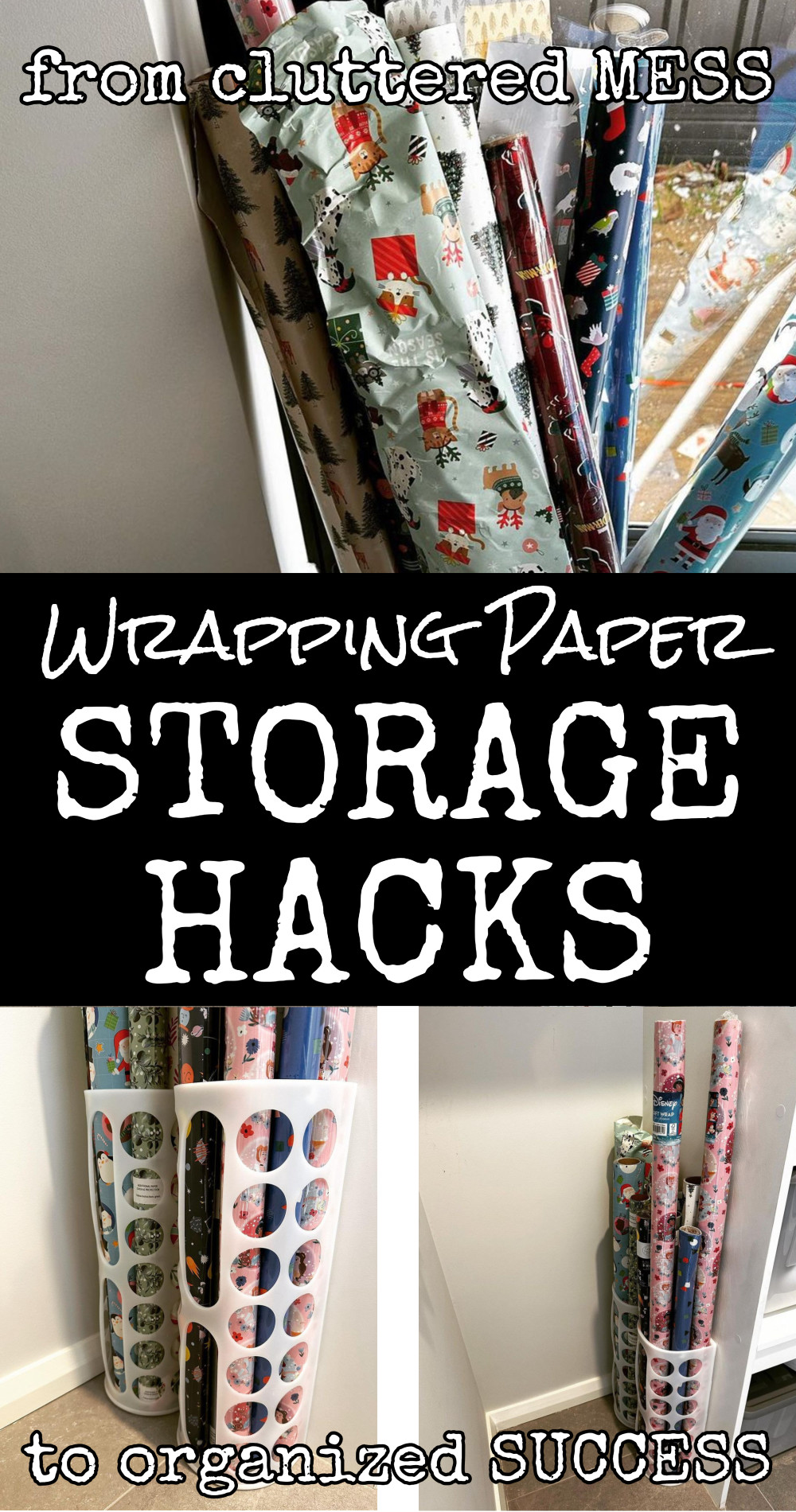 wrapping paper storage hacks
