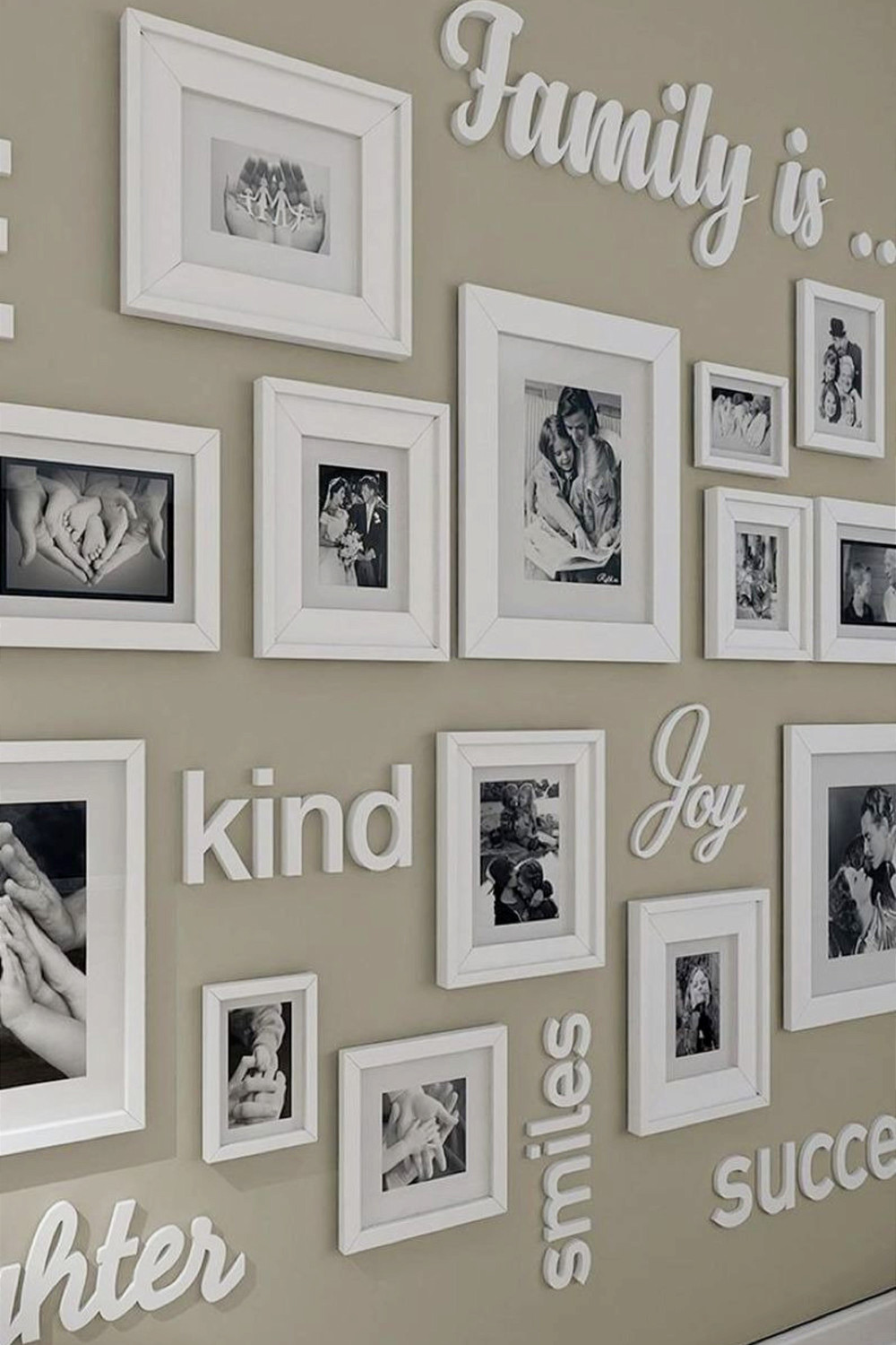 Gallery Wall With Family Photos and Art Wall Decor