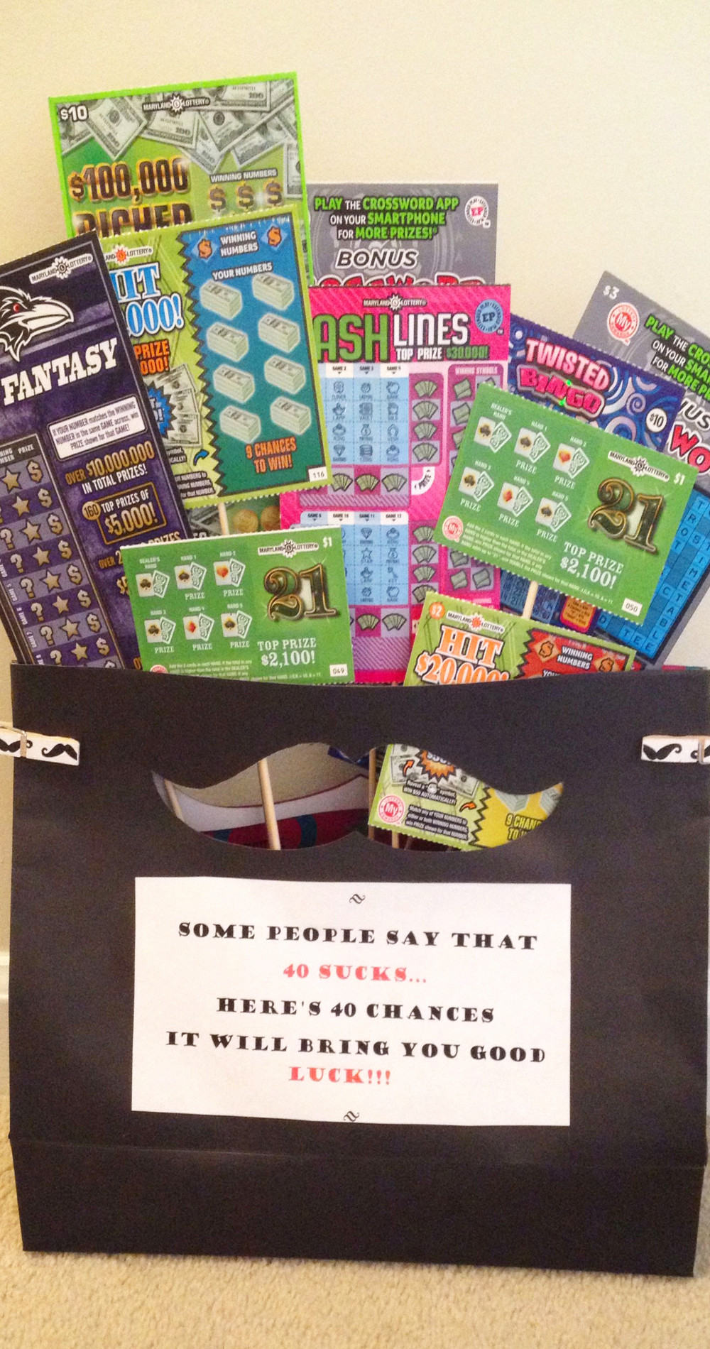 40th Birthday Scratch Off Lottery Ticket Gift Basket