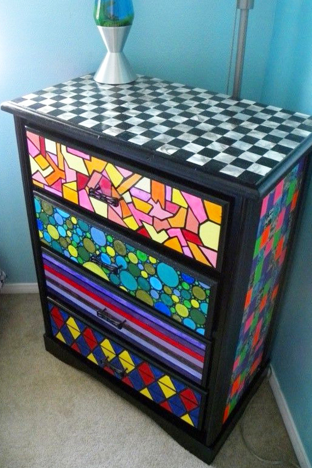 repurposed chest of drawers funky painted furniture