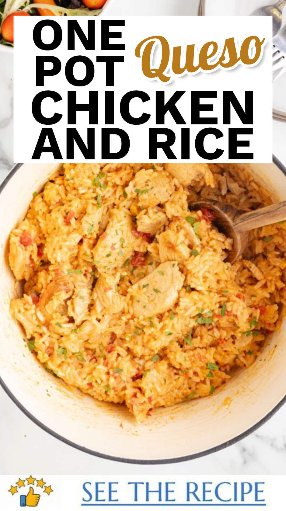 One Pot Queso Chicken and Rice