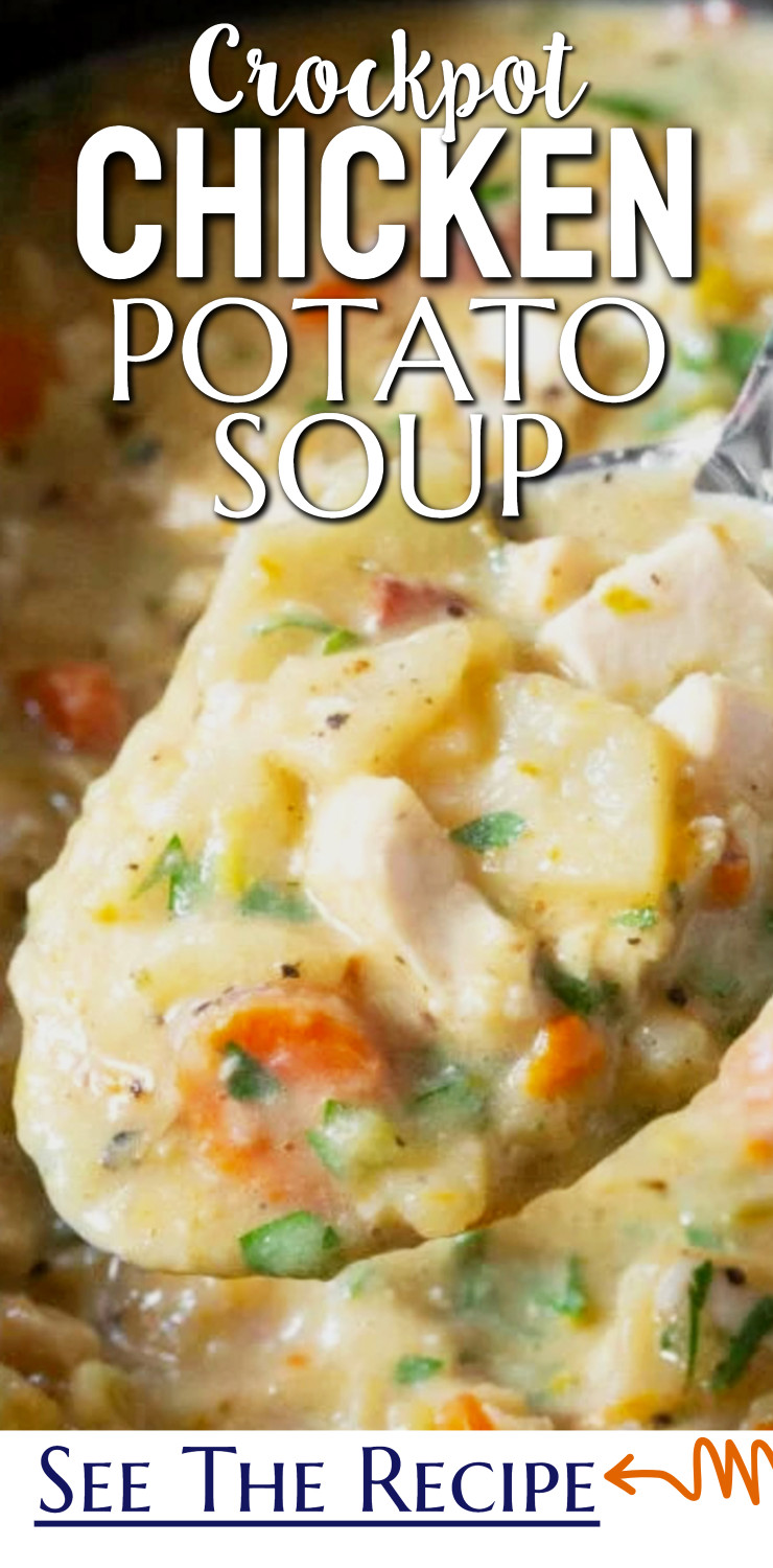 Crockpot Chicken Potato Soup - Slow Cooker + Few Ingredients